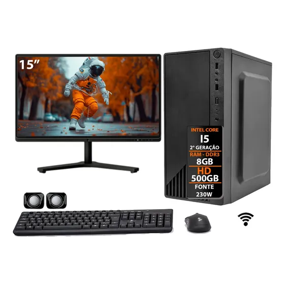 Computador Completo Intel Core I5 8gb Hd 500gb Monitor 15