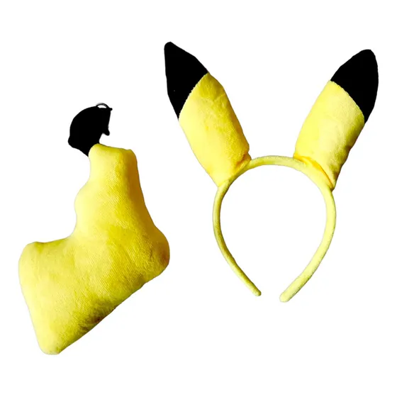 Kit Pikachu Diadema Pokemon Ash Con Cola Cosplay Unitalla