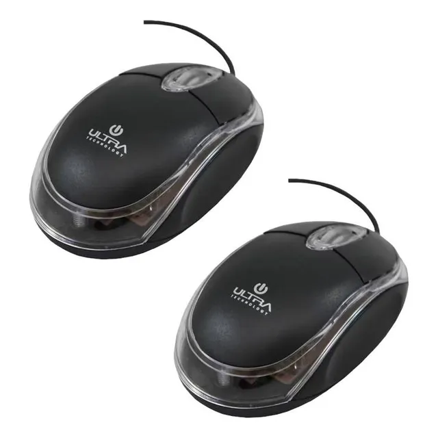 Pack 2 Mouse Usb Ultra 3 Botones Optico Económico Calidad