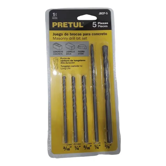 Juego De Brocas Para Concreto 5piezas Marca Pretul