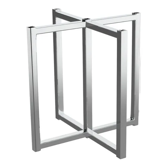 Pé Base De Mesa Berlim Cruz 4 Lugares Aço Cromado Flape 50mm