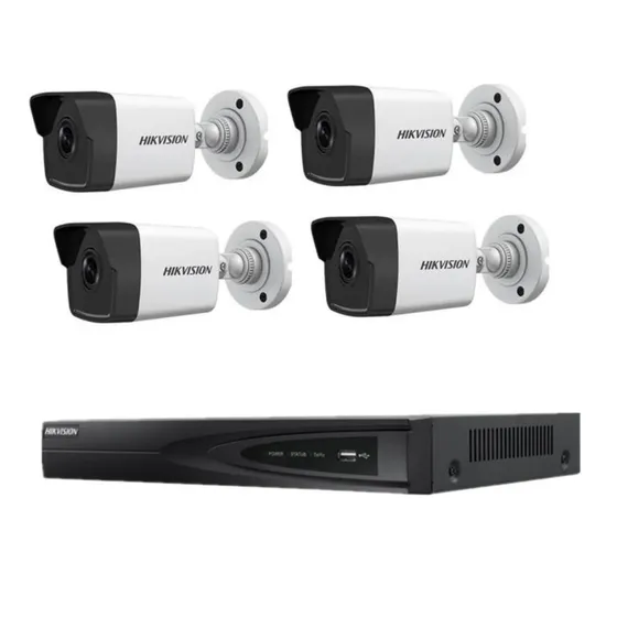 Kit Nvr Hikvision 4ch 1080p Poe + 4 Cámaras Ip 2mp Tienda9 