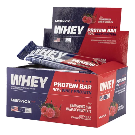 Whey Protein Bar 12 Unidades Mervick 65 Gr Barra Proteica