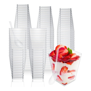 Cptoion Paquete De 100 Tazas De Postre Con Cucharas De 5 Oz, Cptoion Paquete De 100 Tazas De Postre Con Cucharas De 5 Oz,
