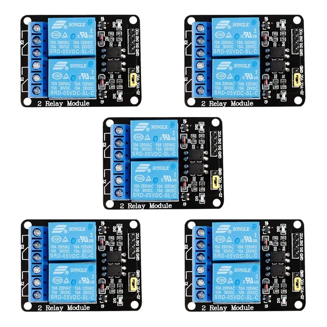 5 Piezas Modulo Relevadores Relay 2 Canales 5v Rele Arduino