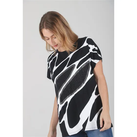 Remera Premium Benz Con Brillos Estampada Gu30261 Arizona