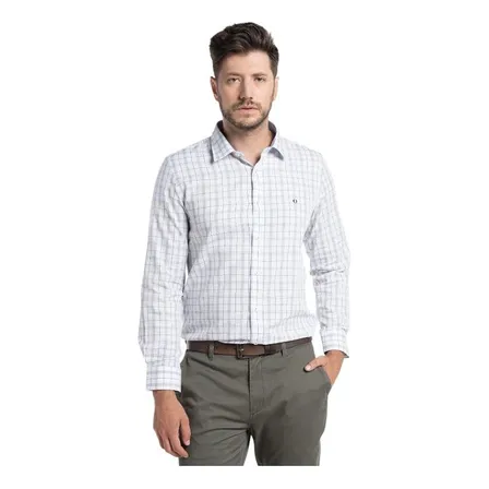 Camisa Potros Hombre Trevira Cuadros Toledo Blanco