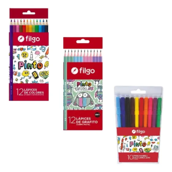 Kit Set Escolar 12 Lapices Colores/grafito 10 Marcadores 