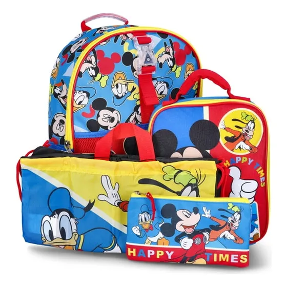 Set Combo Bolso Escolar Pequeño Mickey Mouse Preescolar