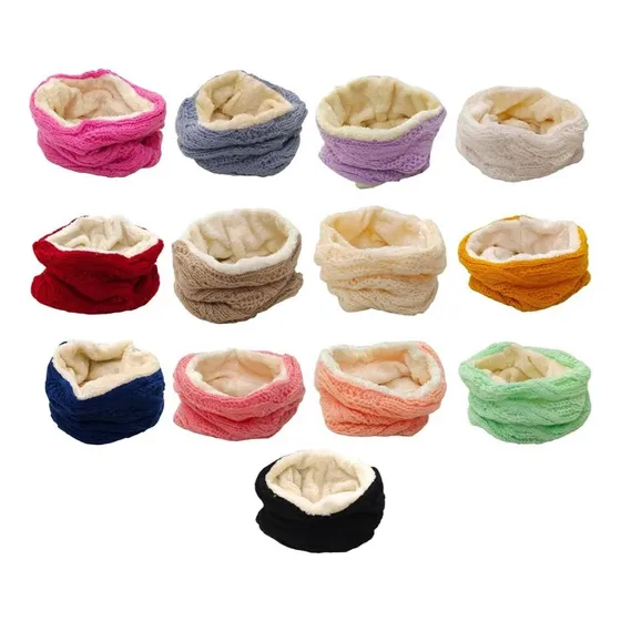 Cuello Bufanda Invierno De Lana C/ Forro Interno De Peluche Azul Liso Adulto