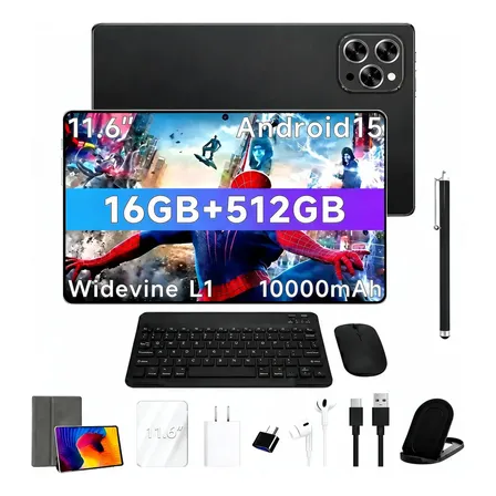 Tablet Android 15 10000mah 16gb 512gb 11.6 Azul Preto