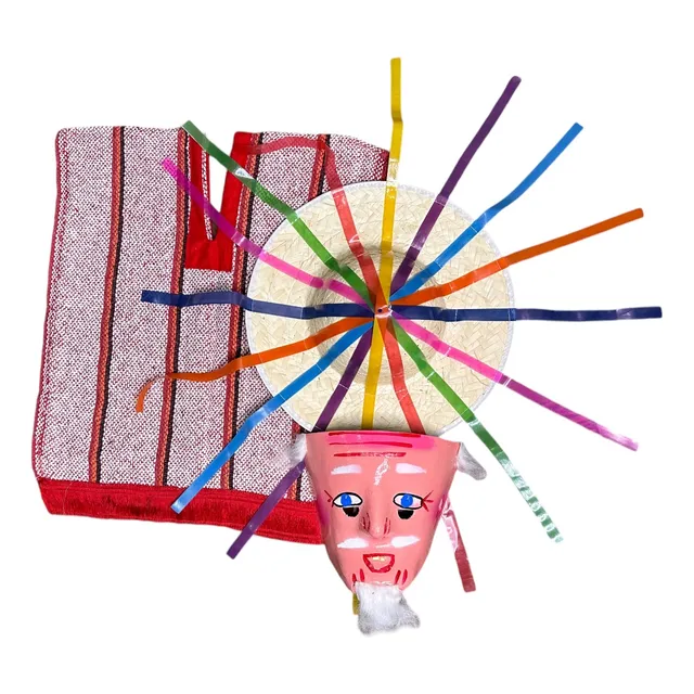 Kit Danza Viejitos Sombrero Chamula, Mascara Y Jorongo