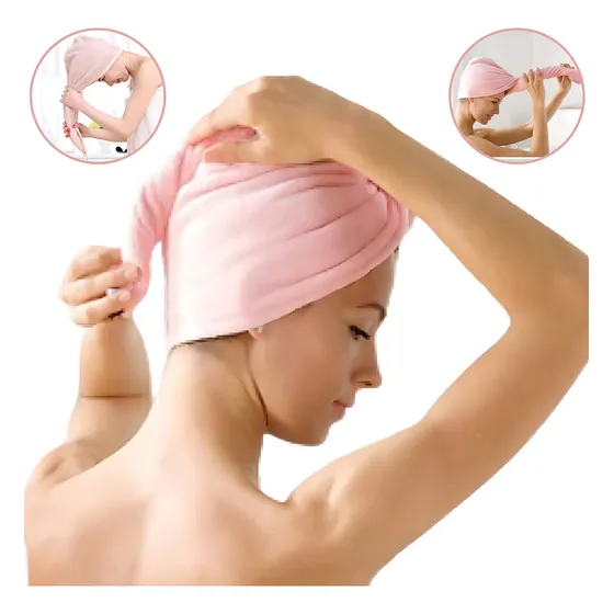 Touca Cabelo P Secar Sem Peso De Toalha De Banho Na Cabeça 2