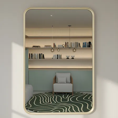 Espelho Retrô 70x50 Retangular Moldura Metal Banheiro Quarto