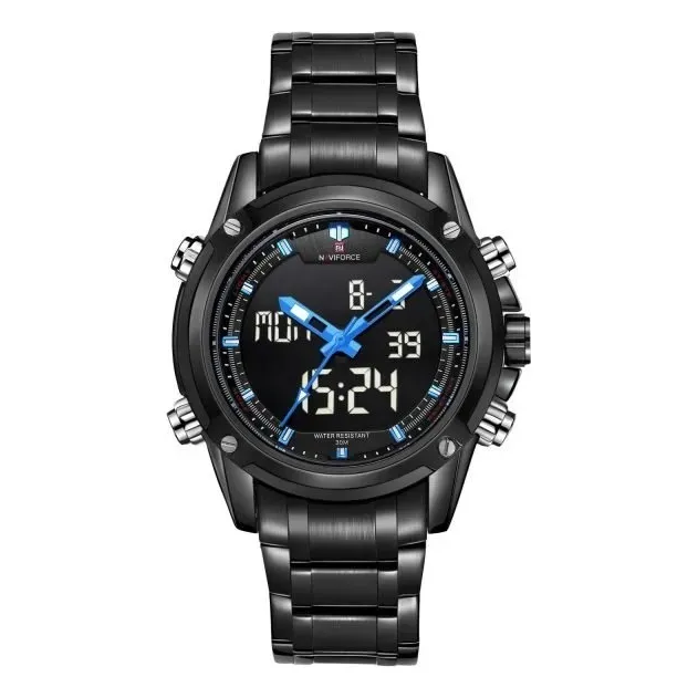 Reloj Naviforce Para Hombre Correa Inoxidable Dual Led