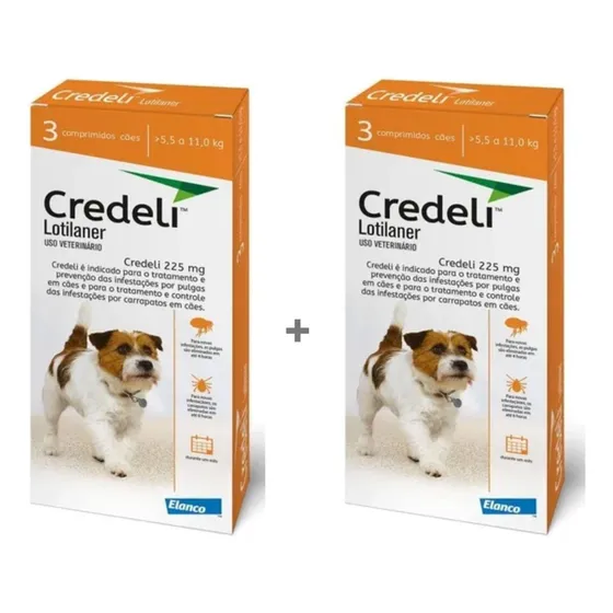 2 Credeli Antipulgas Carrapatos Cães 5,5-11kg 3 Comprimidos