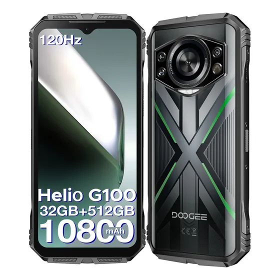 Memoria interna Doogee S CYBER PRO Dual SIM Green de 512 GB 32 GB de RAM 4G/LTE teléfono inteligente robusto para juegos pantalla de 6.6 pulgadas Android 14 procesador HELIO G100
