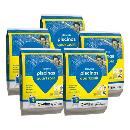 Rejunte Piscina Quartzolit 5kg Branco Kit 5 Peças