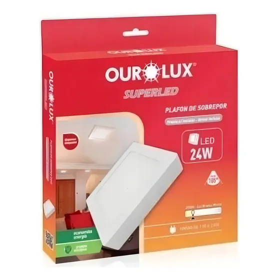 Painel Plafon Ourolux Led Sobrepor 24w 127/220V Branco Quente Estrutura Branco Morno 2.700K 127/220V