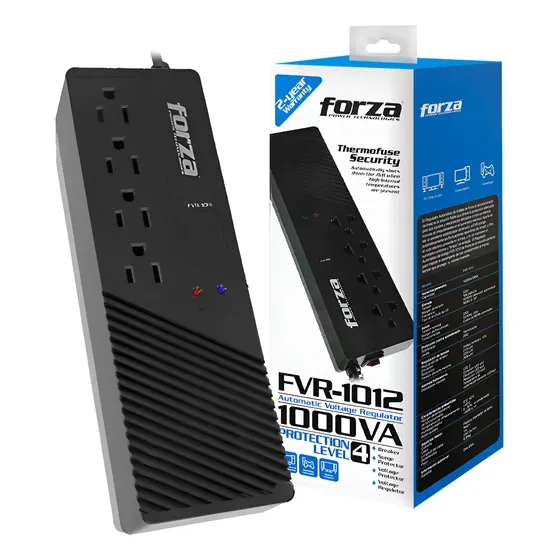 Estabilizador Forza Fvr-1012usb 1000va\u002F500w, 4 Tomas + 2usb Color Negro | Cuotas sin interés
