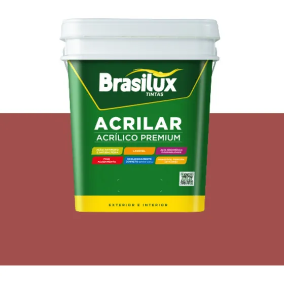 Tinta Látex Acrílica Premium Lavável 18l Brasilux Cores Cor Terracota