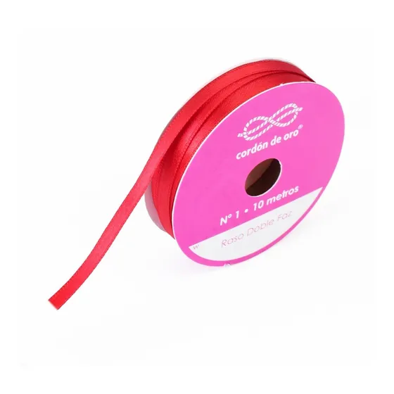 Cinta Navideña De Raso Roja 6 Mm N1 X 10 Metros Color Rojo Liso