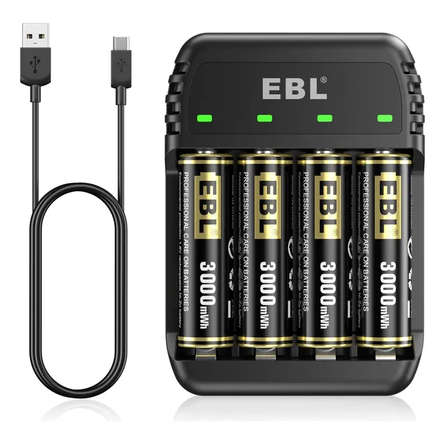 Paquete De 4 Baterias Aa Recargables Ebl Ni-zn 3000 Mwh