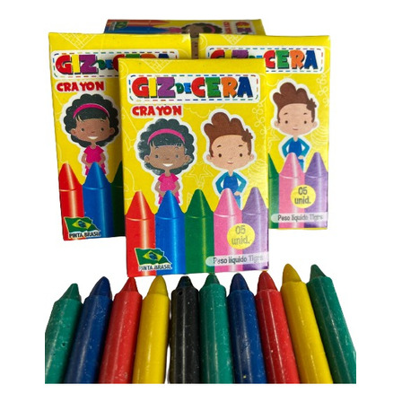 20 Cxs Giz De Cera 5 Cores Mini 5 Cms Lembrancinha Decoração Cor Sortidas 20 Cxs Giz De Cera 5 Cores Mini 5 Cms Lembrancinha Decoração Cor Sortidas