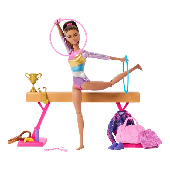 Barbie Profesiones Set De Juego Gimnasta Cabello Castaño Color Multicolor