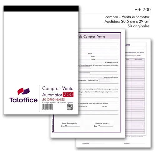 Formulario Compra-venta Automotor Taloffice (x2 Unid.)