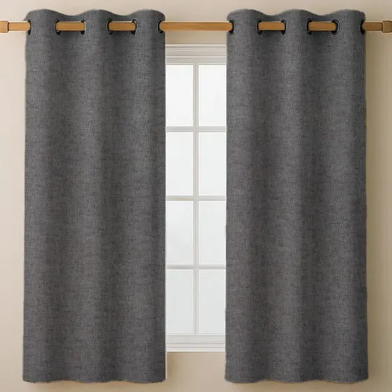 Cortina Blackout 100% Casatua 2 Paños 107x160cm Textura Lino - Gris Oscuro | Cuotas sin interés