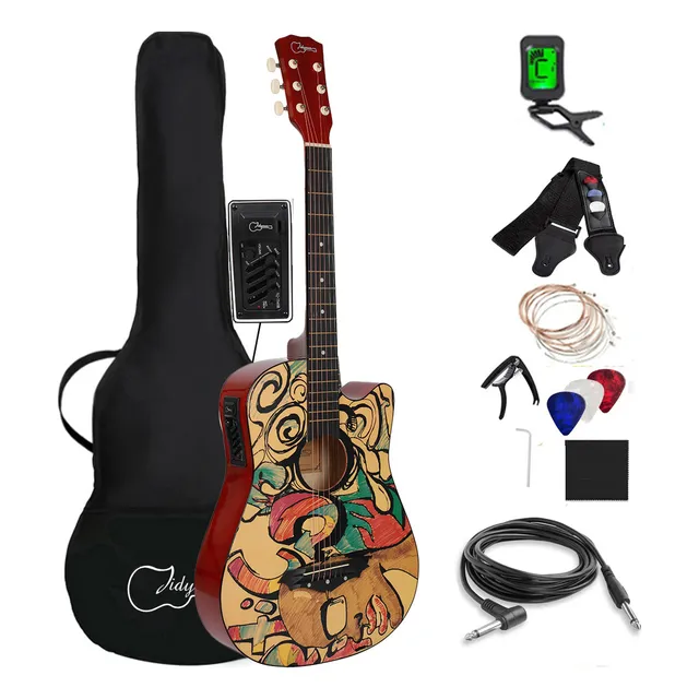 Guitarra Electroacústica Jidyous 38INRT marrón clara tilo