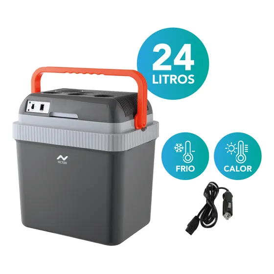 Heladera Portatil 12v Electrica Conservadora Nictom Hcp02 Frio Calor 24lt Color Gris oscuro