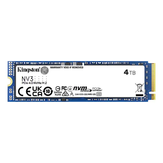 Ssd M.2 Nvme 2280 Kingston 4tb Nv3 Snv3s/4000g Pci-e Gen 4.0 Formato M.2 2280 Velocidade De Leitura Até 6000 Mb/s E Gravação Até 5000 Mb/s Cor Azul