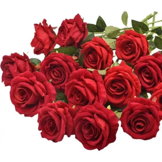 Kit 50 Arreglo Rosas Artificiales Decorativas Por Mayor Rojo