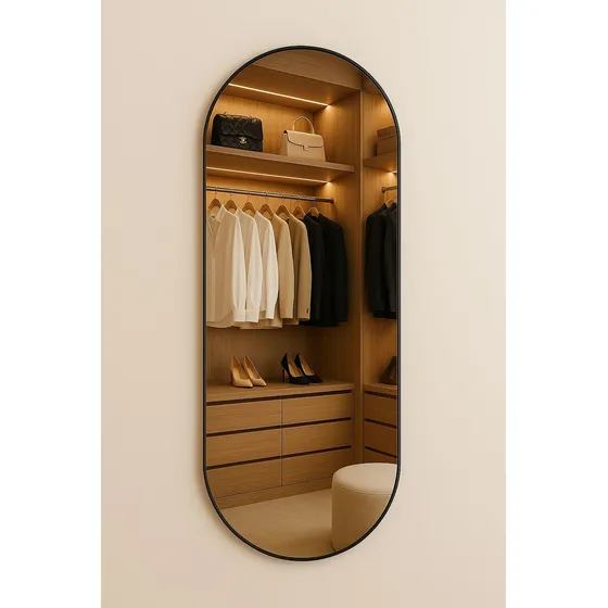 Espelho Oval 150x50 Corpo Inteiro Com Moldura Em Metal