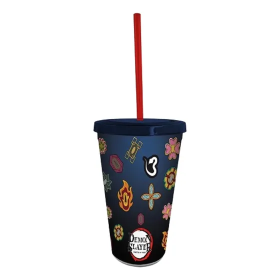 Abystyle Vaso Con Popote: Demon Slayer - Pilares 470 Ml