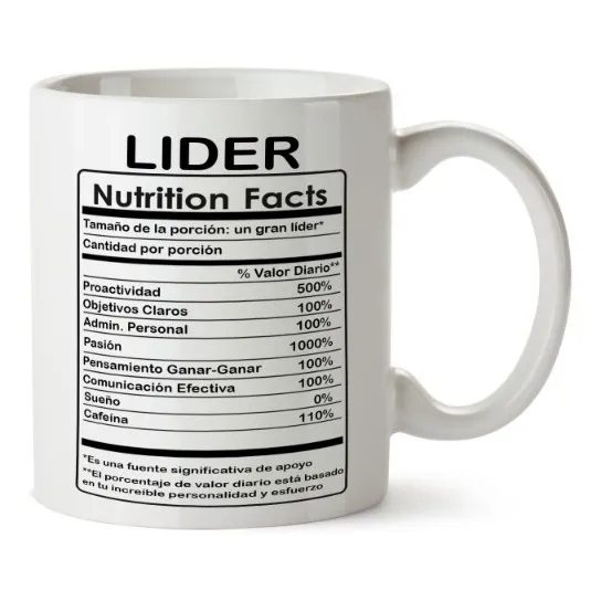 Taza Divertida Tabla Nutricional Líder El Mejor Jefe