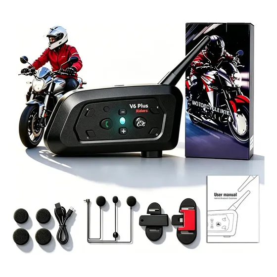 Intercomunicador V6 Plus Para Capacete Moto 1200m Bluetooth Sem Fio À Prova D'água — foto 2