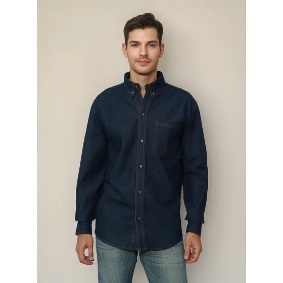 Camisa De Mezclilla Uso Rudo Para Hombre Trabajo Industrial 