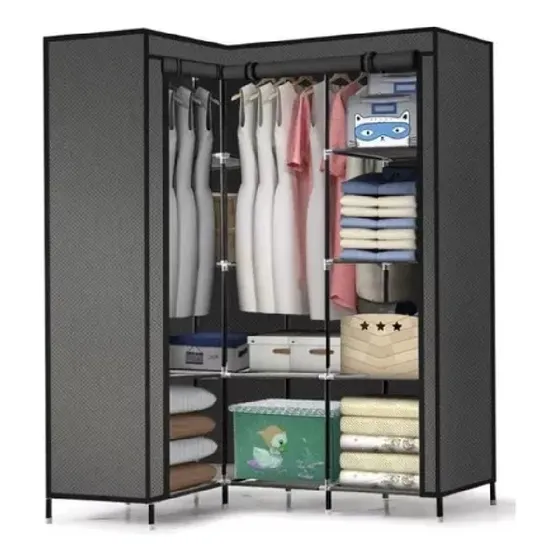 Closet Armario Portatil Esquinero Tela Organizador De Ropa C Color Negro