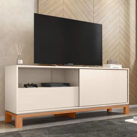 Bancada Rack Para Tv Até 55 Polegadas Jace Bege Caemmun