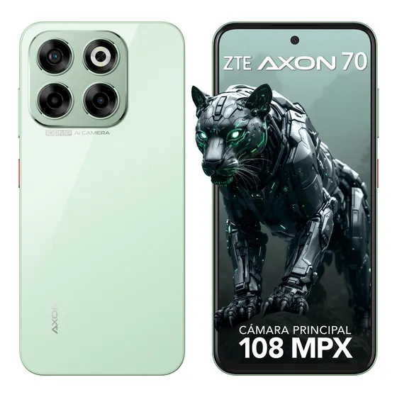 Zte Smartphone Axon 70 Verde 6.7 120hz, Cámara 108mp Y 256gb+16gb Ram(6gb+10gb Dimámica), Batería 5000mah Carga Rápida, Android 14 Verde