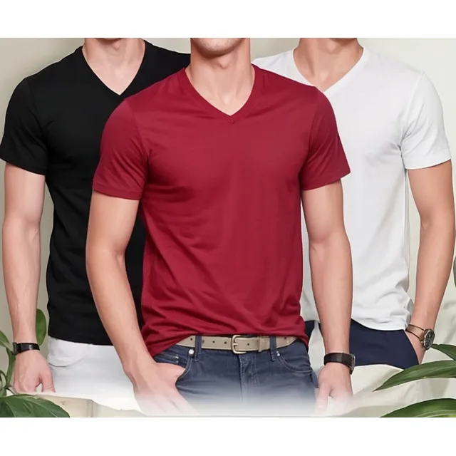 Pack 3 Polos Cuello V Para Hombre De 100% Algodón