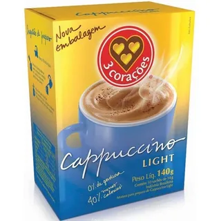 Cappuccino Light SachĂȘ 3 TrĂȘs CoraçÔes 10undx14g Cappuccino Light SachĂȘ 3 TrĂȘs CoraçÔes 10undx14g