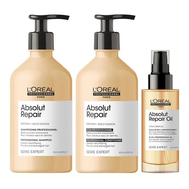 Shampoo 500ml + Acondicionador + Sérum Loreal Absolut Repair
