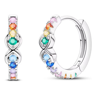 Aretes Mujer De Plata S925 Arracadas Infinito Pavé Zirconias Aretes Mujer De Plata S925 Arracadas Infinito Pavé Zirconias