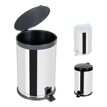 Lixeira Inox Viel 15l Com Pedal E Tampa Para Cozinha Cor Preto