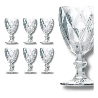 Jogo 6 Taças Vidro 320ml Diamond Transparente Diamante Ăgua Jogo 6 Taças Vidro 320ml Diamond Transparente Diamante Ăgua
