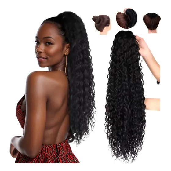 Cabelo Aplique Rabo De Cavalo Cacheado Longo Parecido Humano